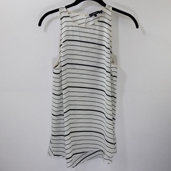 Theory Tops - Theory White/Black Striped Silk Tank Top Size P